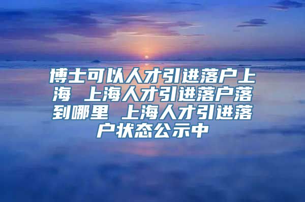 博士可以人才引进落户上海 上海人才引进落户落到哪里 上海人才引进落户状态公示中