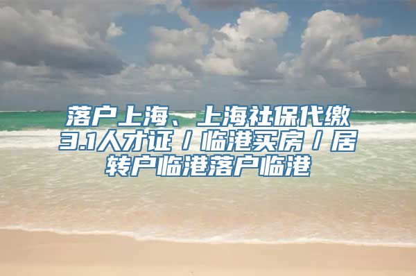 落户上海、上海社保代缴3.1人才证／临港买房／居转户临港落户临港