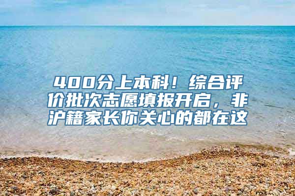 400分上本科！综合评价批次志愿填报开启，非沪籍家长你关心的都在这