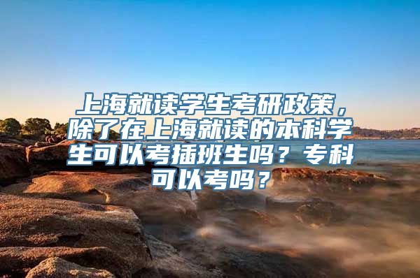 上海就读学生考研政策，除了在上海就读的本科学生可以考插班生吗？专科可以考吗？