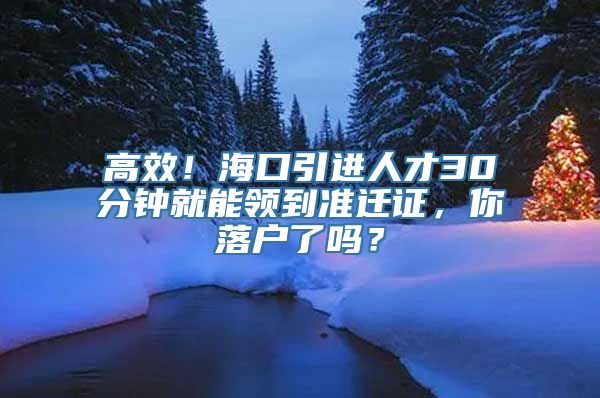 高效！海口引进人才30分钟就能领到准迁证，你落户了吗？