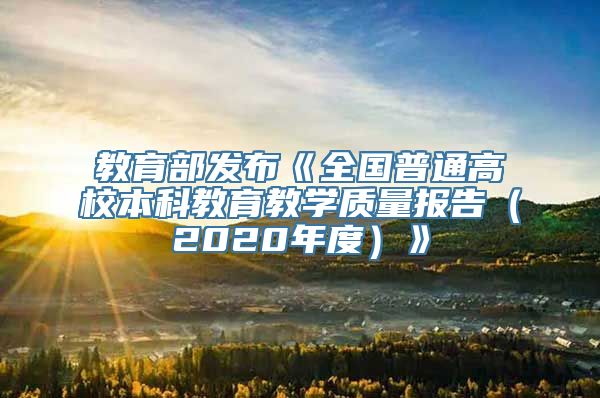 教育部发布《全国普通高校本科教育教学质量报告（2020年度）》