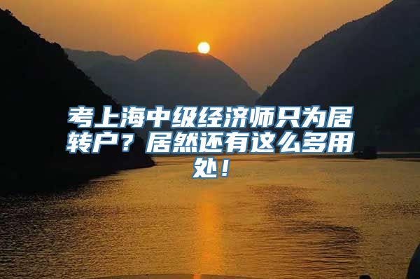 考上海中级经济师只为居转户？居然还有这么多用处！