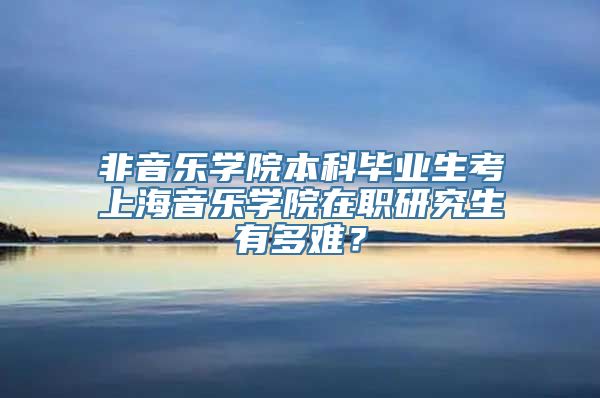 非音乐学院本科毕业生考上海音乐学院在职研究生有多难？