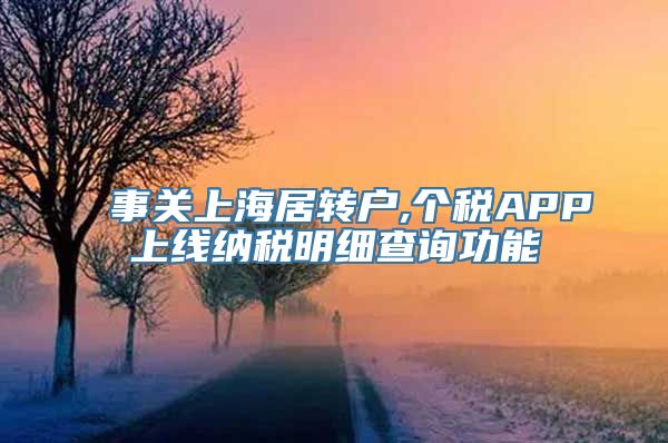 事关上海居转户,个税APP上线纳税明细查询功能