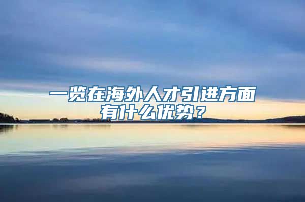 一览在海外人才引进方面有什么优势？