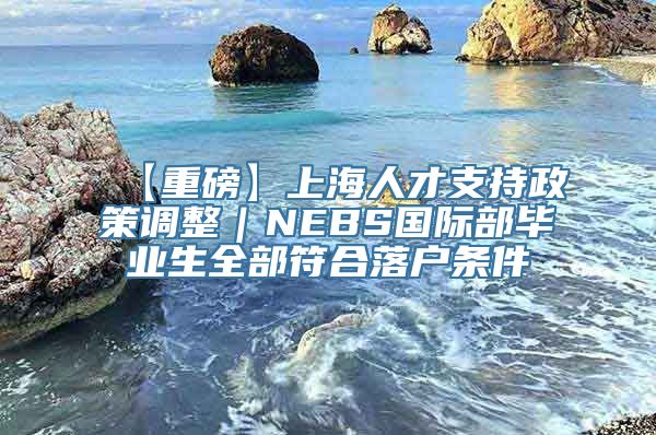 【重磅】上海人才支持政策调整｜NEBS国际部毕业生全部符合落户条件