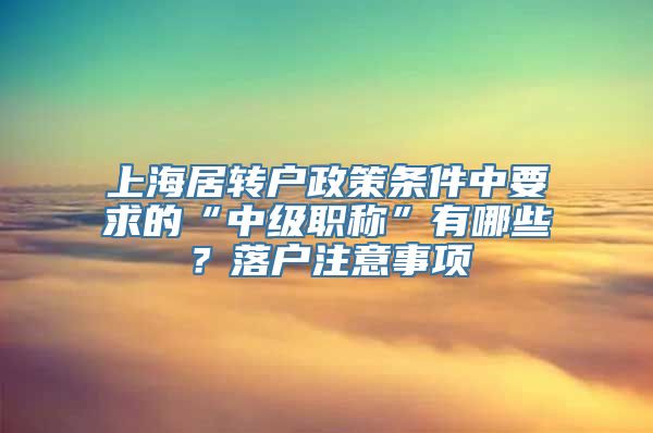 上海居转户政策条件中要求的“中级职称”有哪些？落户注意事项