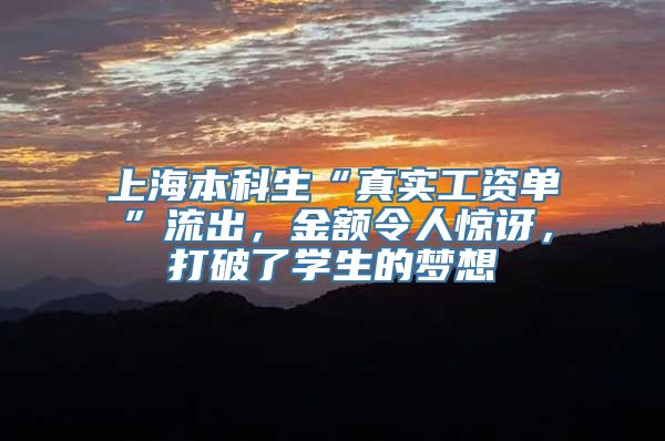 上海本科生“真实工资单”流出，金额令人惊讶，打破了学生的梦想