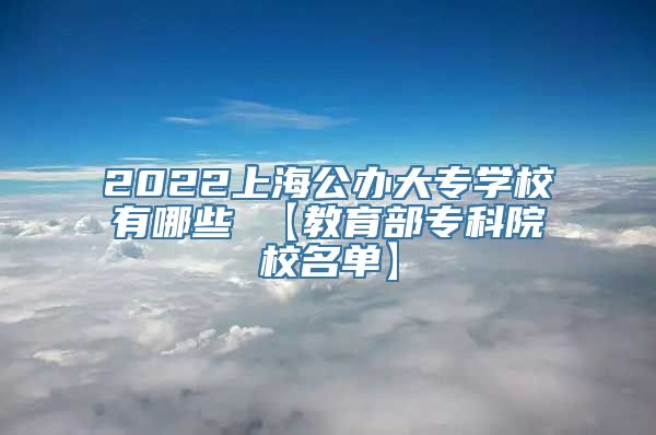 2022上海公办大专学校有哪些 【教育部专科院校名单】