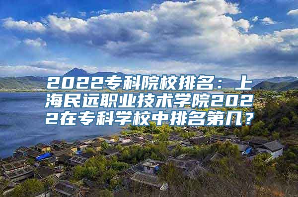 2022专科院校排名：上海民远职业技术学院2022在专科学校中排名第几？