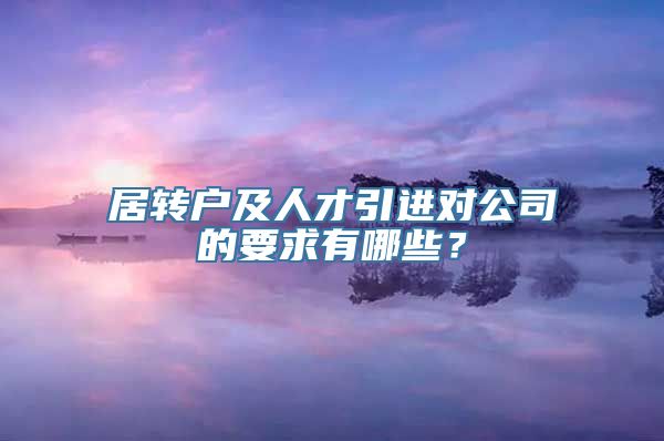 居转户及人才引进对公司的要求有哪些？