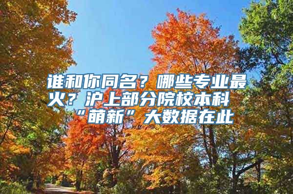 谁和你同名？哪些专业最火？沪上部分院校本科“萌新”大数据在此