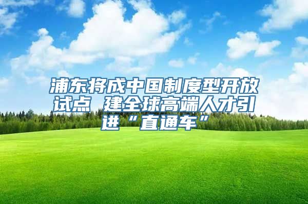 浦东将成中国制度型开放试点 建全球高端人才引进“直通车”