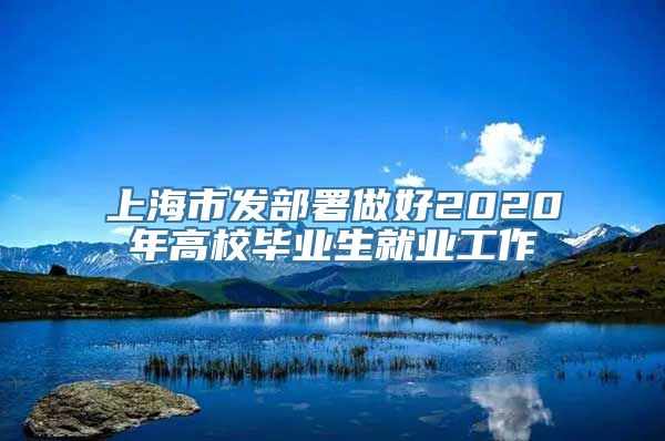 上海市发部署做好2020年高校毕业生就业工作