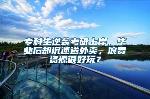 专科生逆袭考研上岸，毕业后却沉迷送外卖，浪费资源很好玩？