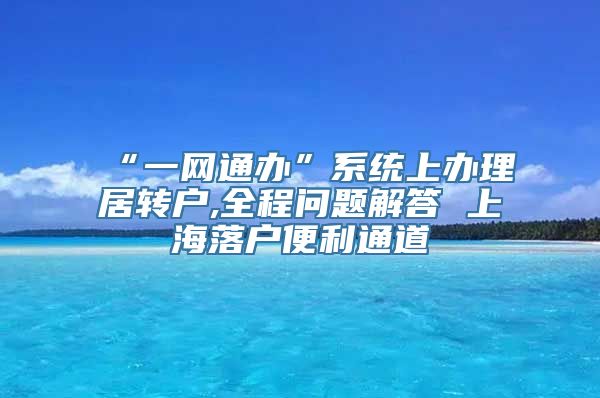 “一网通办”系统上办理居转户,全程问题解答 上海落户便利通道