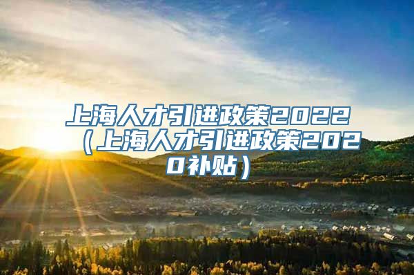 上海人才引进政策2022（上海人才引进政策2020补贴）