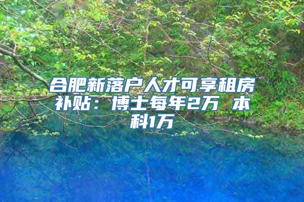 合肥新落户人才可享租房补贴：博士每年2万 本科1万