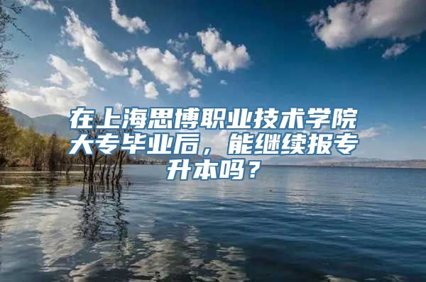 在上海思博职业技术学院大专毕业后，能继续报专升本吗？