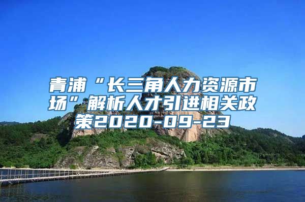 青浦“长三角人力资源市场”解析人才引进相关政策2020-09-23