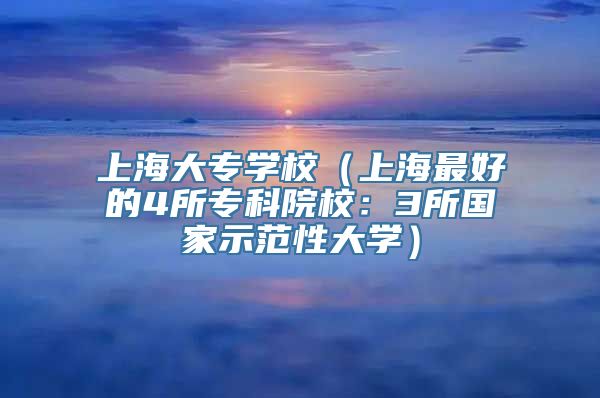 上海大专学校（上海最好的4所专科院校：3所国家示范性大学）