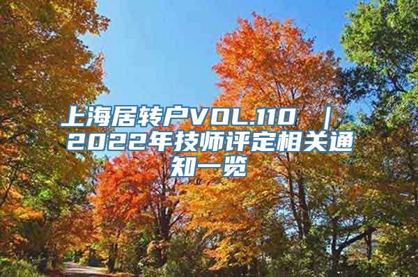 上海居转户VOL.110 ｜ 2022年技师评定相关通知一览