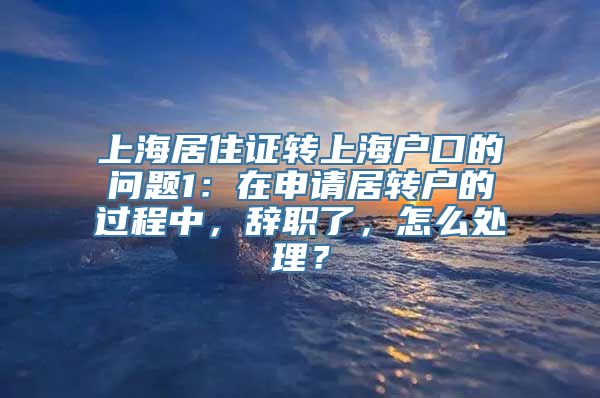 上海居住证转上海户口的问题1：在申请居转户的过程中，辞职了，怎么处理？