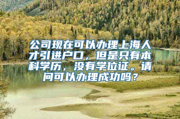 公司现在可以办理上海人才引进户口，但是只有本科学历，没有学位证。请问可以办理成功吗？