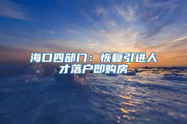 海口四部门：恢复引进人才落户即购房