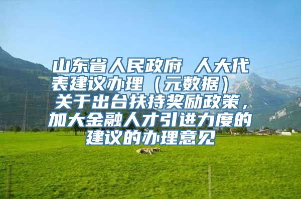 山东省人民政府 人大代表建议办理（元数据） 关于出台扶持奖励政策，加大金融人才引进力度的建议的办理意见