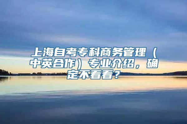 上海自考专科商务管理（中英合作）专业介绍，确定不看看？