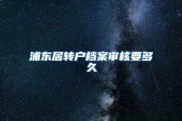 浦东居转户档案审核要多久