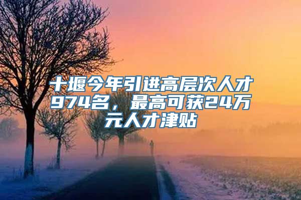 十堰今年引进高层次人才974名，最高可获24万元人才津贴