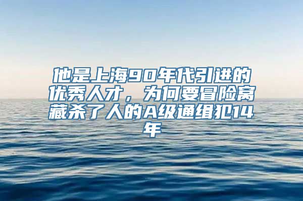 他是上海90年代引进的优秀人才，为何要冒险窝藏杀了人的A级通缉犯14年