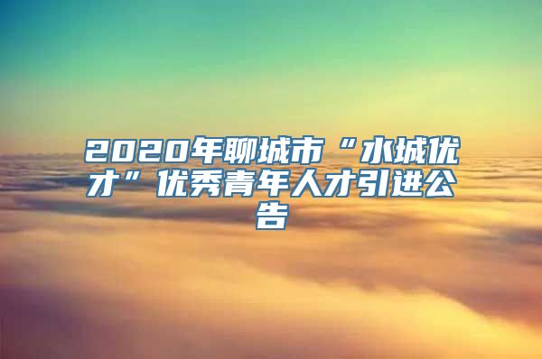 2020年聊城市“水城优才”优秀青年人才引进公告