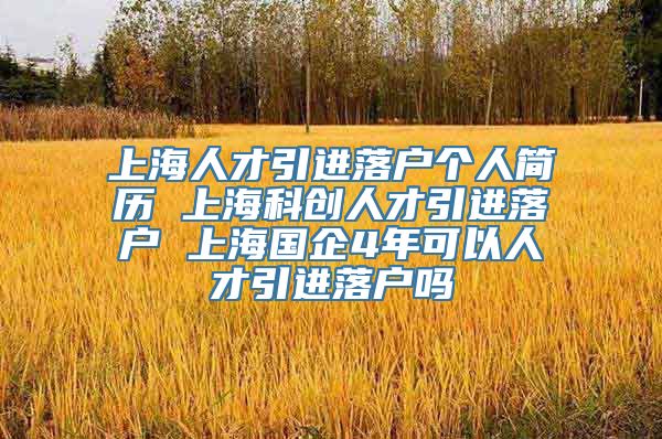 上海人才引进落户个人简历 上海科创人才引进落户 上海国企4年可以人才引进落户吗