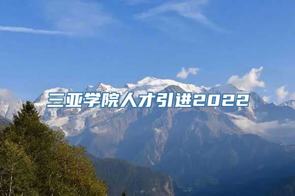 三亚学院人才引进2022