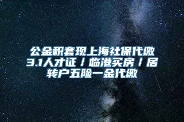 公金积套现上海社保代缴3.1人才证／临港买房／居转户五险一金代缴