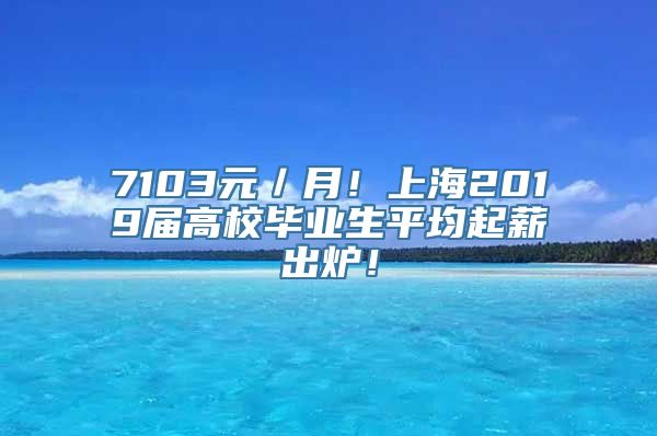 7103元／月！上海2019届高校毕业生平均起薪出炉！