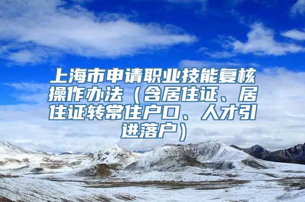 上海市申请职业技能复核操作办法（含居住证、居住证转常住户口、人才引进落户）