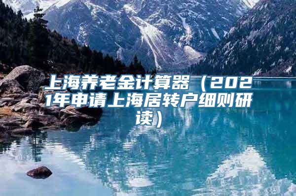 上海养老金计算器（2021年申请上海居转户细则研读）