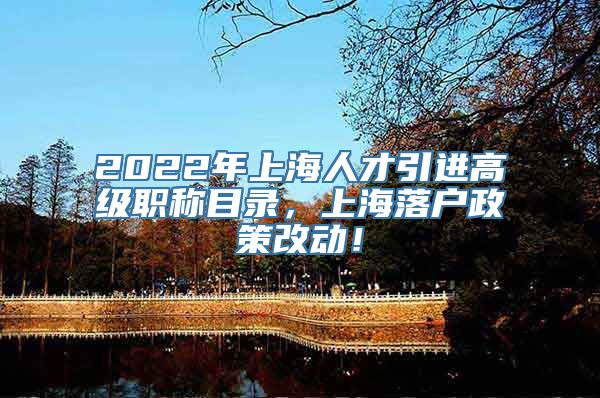 2022年上海人才引进高级职称目录，上海落户政策改动！