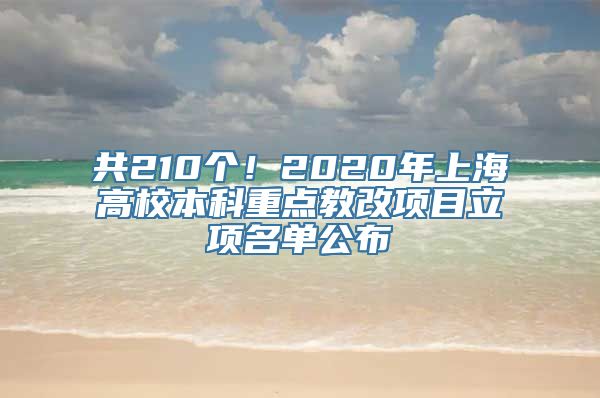 共210个！2020年上海高校本科重点教改项目立项名单公布