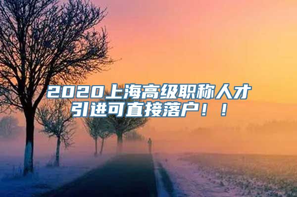 2020上海高级职称人才引进可直接落户！！