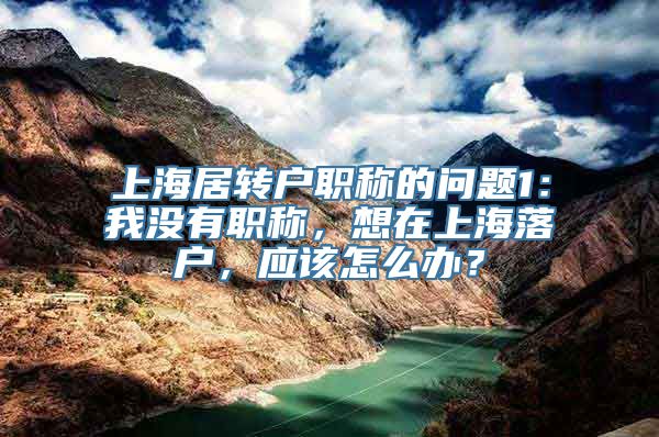 上海居转户职称的问题1：我没有职称，想在上海落户，应该怎么办？