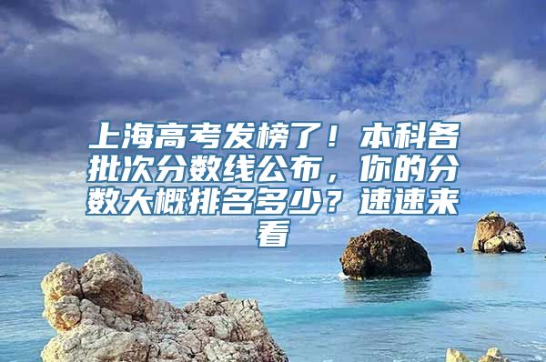 上海高考发榜了！本科各批次分数线公布，你的分数大概排名多少？速速来看→