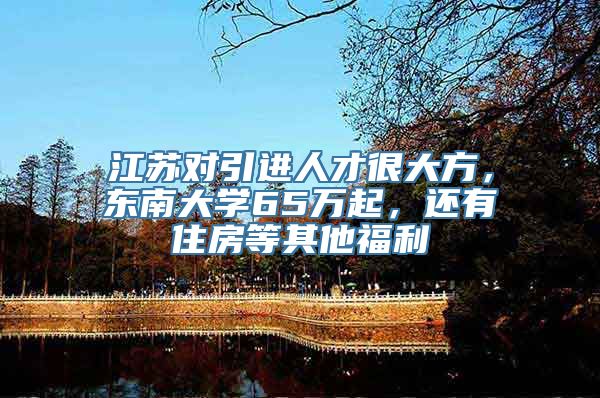 江苏对引进人才很大方，东南大学65万起，还有住房等其他福利