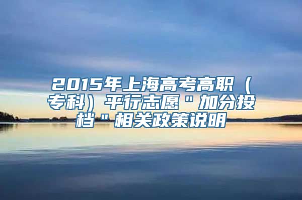 2015年上海高考高职（专科）平行志愿＂加分投档＂相关政策说明