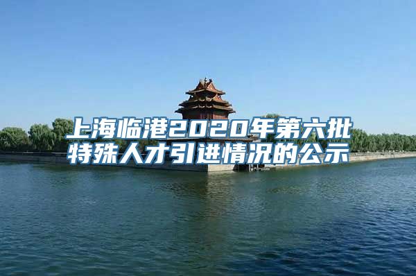 上海临港2020年第六批特殊人才引进情况的公示